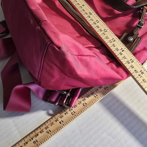 Tumi Pink and Brown Women's Backpack Y2K Vintage 90s - Picture 13 of 16